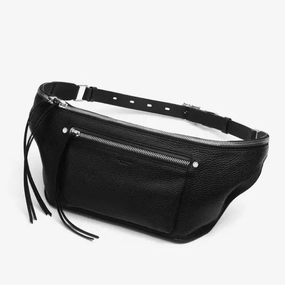 Rag & Bone Elliot Large Fanny Pack in Black Leather with Silver Hardwear - Picture 2 of 8
